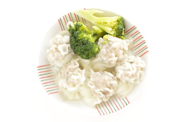 Chinese food, homemade boiled wonton dumpling 