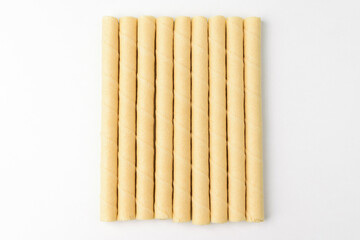 Vanilla Wafer Roll on White Background