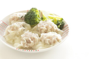 Chinese food, homemade boiled wonton dumpling 