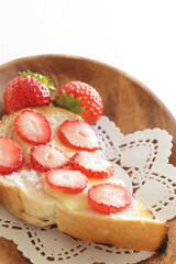 Homemade strawberry and cheese sugar toast for healthy gourmet breakfast