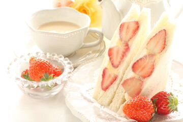 Japanese spring food, strawberry and cream sandwich 