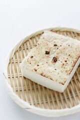 Japanese food, grilled tofu on dish for healthy food ingredient
