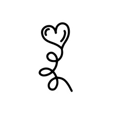  Hot air balloon in the shape of a heart. vector illustration in doodle style.design for valentine's day, wedding