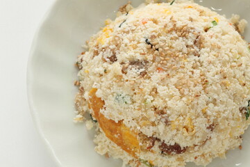 Healthy food, tofu refuse stir fried on dish