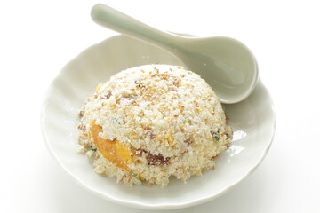 Healthy food, tofu refuse stir fried on dish