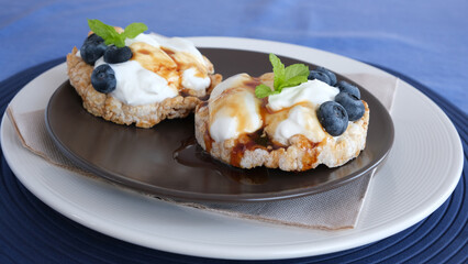 Sandwiches with cream cheese and blueberries