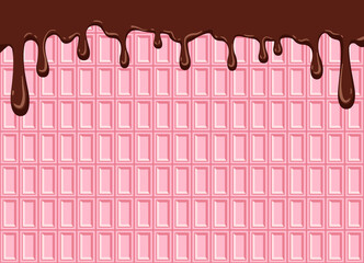 チョコレートが垂れている背景　イチゴチョコ