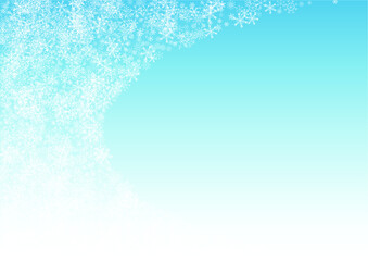 Silver Snowflake Vector Blue Background. Fantasy Snowfall Card. White Winter Texture. Xmas Snow Banner.