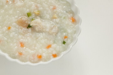 Chinese food, chicken and vegetable congee for healthy breakfast