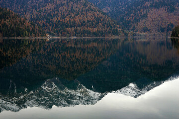 Lake Ritsa in December. Abkhazia. December 2020.