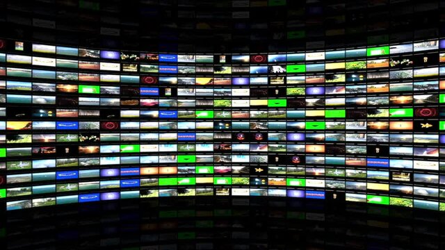 Multimedia TV Wall animation, seamless loop, against black