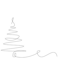 Christmas background with tree line draw, vector illustration