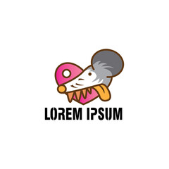 love mouse logo creative illustration with color outline vector design template