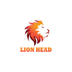 lion head logo illustration color line design vector template
