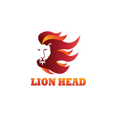 lion head logo illustration color line design vector template