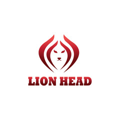 lion head logo illustration color line design vector template
