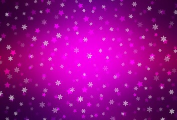 Dark Purple vector background with beautiful snowflakes, stars.