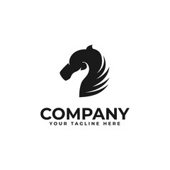 horse and elephant combination logo design in black and white negative space style