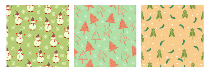 vector illustration of Merry Christmas and Happy New Year seasonal greetings holidays seamless repeatable pattern background for printing and gift wrapping