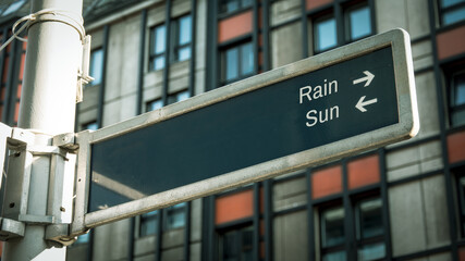 Street Sign Sun versus Rain