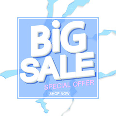 Big Sale, poster design template, special offer, Winter discount banner, vector illustration