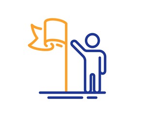 Leadership line icon. Success flag sign. Winner symbol. Quality design element. Line style leadership icon. Editable stroke. Vector