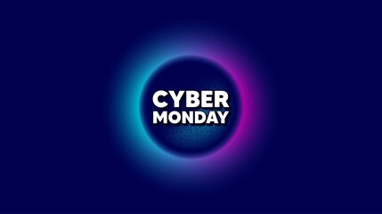 Cyber Monday Sale. Abstract neon background with dotwork shape. Special offer price sign. Advertising Discounts symbol. Offer neon banner. Cyber monday badge. Vector