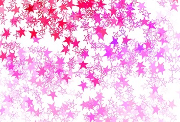Fototapeta na wymiar Light Purple, Pink vector backdrop with small and big stars.