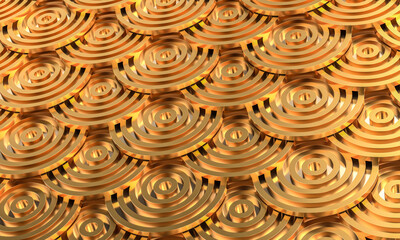 Obraz premium geometric background with metallic and gold concentric circles.
