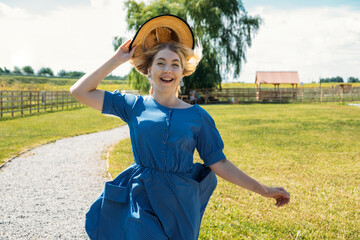 Cottagecore, Countryside aesthetics, Farming, Farmcore, Countrycore, slow life. Young girl in...