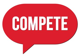 COMPETE text written in a red speech bubble