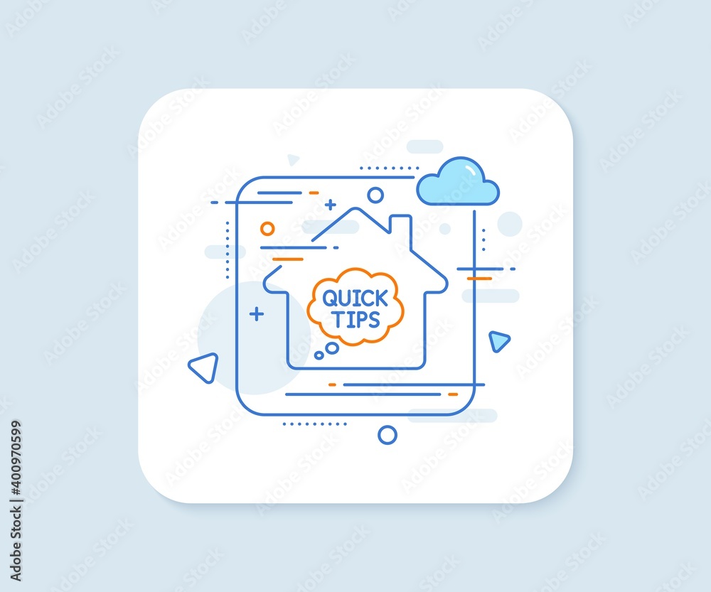Poster quick tips line icon. abstract vector button. helpful tricks speech bubble sign. quick tips line ico
