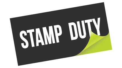 STAMP  DUTY text on black green sticker stamp.