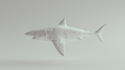 Obraz premium Great White Shark Pure White 3d illustration render