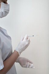 View of a nurse ready to give vaccine with copy space