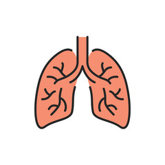 Human organ lungs color line icon. Editable stroke.