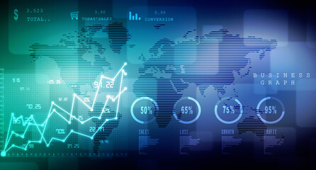 2d rendering Stock market online business concept. business Graph 
