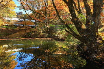 紅葉のみちのく民俗村