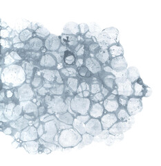 Watercolor abstract bubble splashing paint gray ink isolated on white background. Spray the stain graphic concept Stone pumice, lava volcano, the nature of the porous structure Illustration