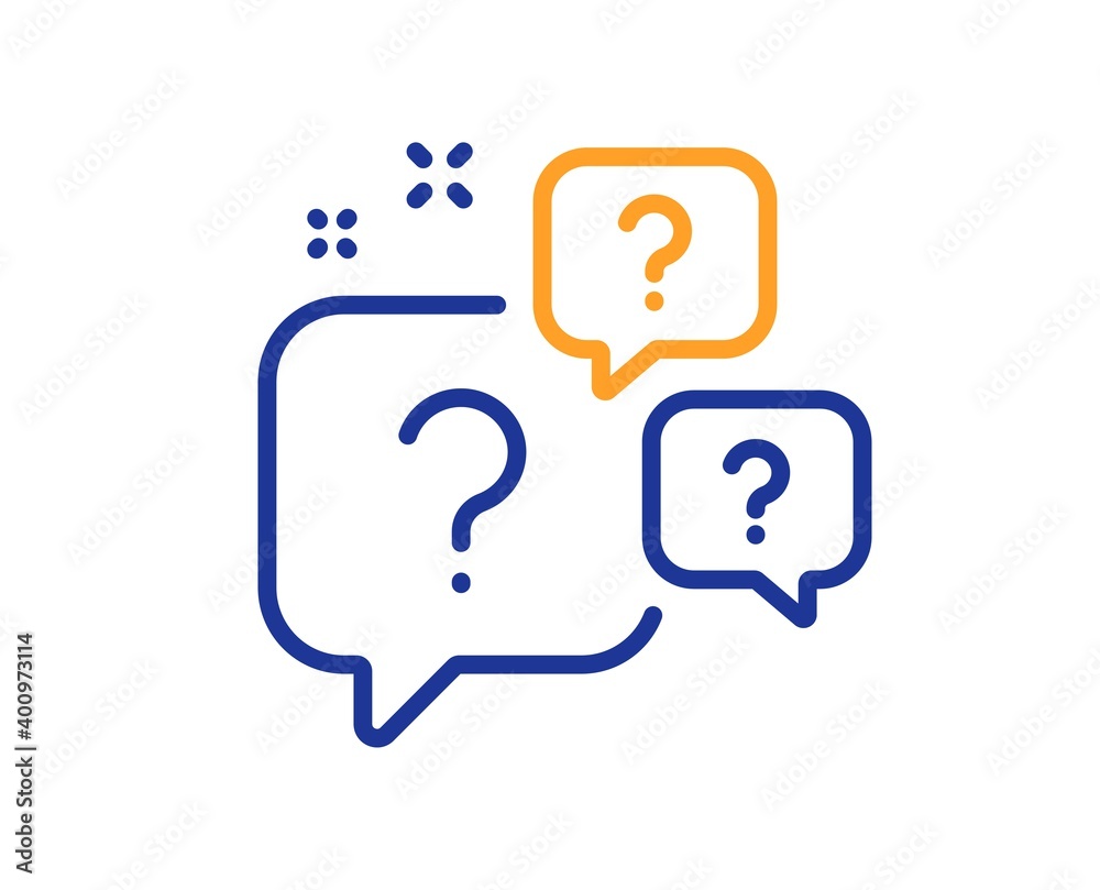 Poster question bubbles line icon. ask help sign. faq questionnaire symbol. quality design element. line st