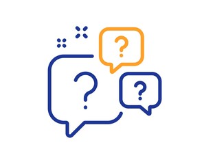 Question bubbles line icon. Ask help sign. Faq questionnaire symbol. Quality design element. Line style question bubbles icon. Editable stroke. Vector