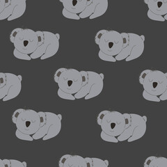 Sleeping koala. seamless pattern. Decorative wallpaper for the nursery in the Scandinavian style. Vector. Suitable for children's clothing, interior design, packaging, printing.