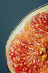 Macro photo of figs in the section