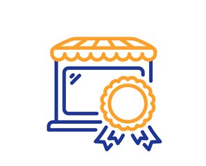 Best market line icon. Certified store sign. Retail marketplace award symbol. Quality design element. Line style best market icon. Editable stroke. Vector