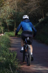Fototapeta na wymiar Mountain bike rider in the woods