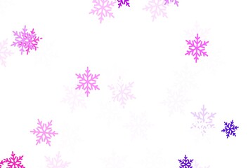 Light Pink vector background with beautiful snowflakes, stars.