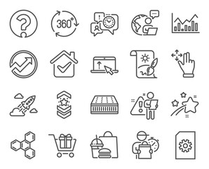 Business icons set. Included icon as Creative painting, 360 degree, Swipe up signs. Shoulder strap, Move gesture, Shopping cart symbols. Audit, Time management, Infochart. Question mark. Vector