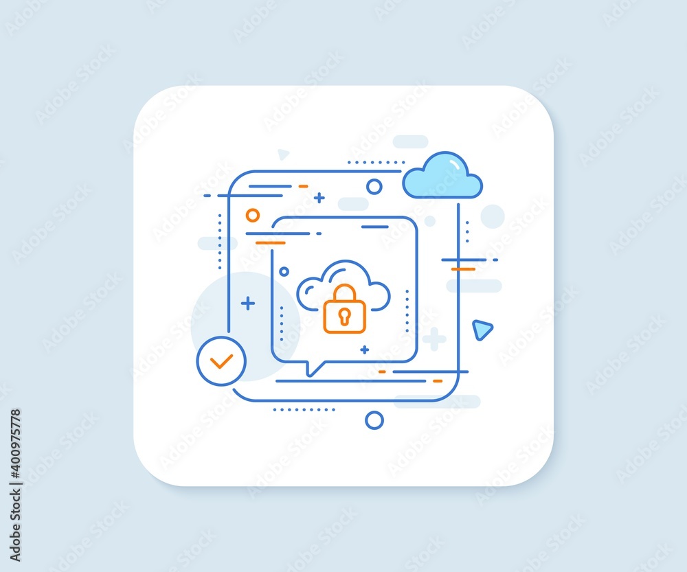 Poster cloud computing protection line icon. abstract vector button. internet data storage sign. file hosti
