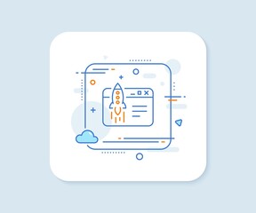 Start business line icon. Abstract square vector button. Launch crowdfunding project sign. Innovation symbol. Start business line icon. Quality concept badge. Vector