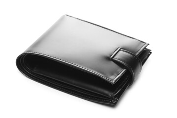 Black leather wallet isolated on white background